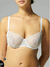  125 Simone Perele 13Z330 Reflet Sheer Underwire Demi Bra, White, Size 36B