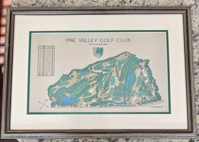 #ad Vintage Pine Valley Golf Club Course Map Mid Century Lithograph Golf Art $1500.00