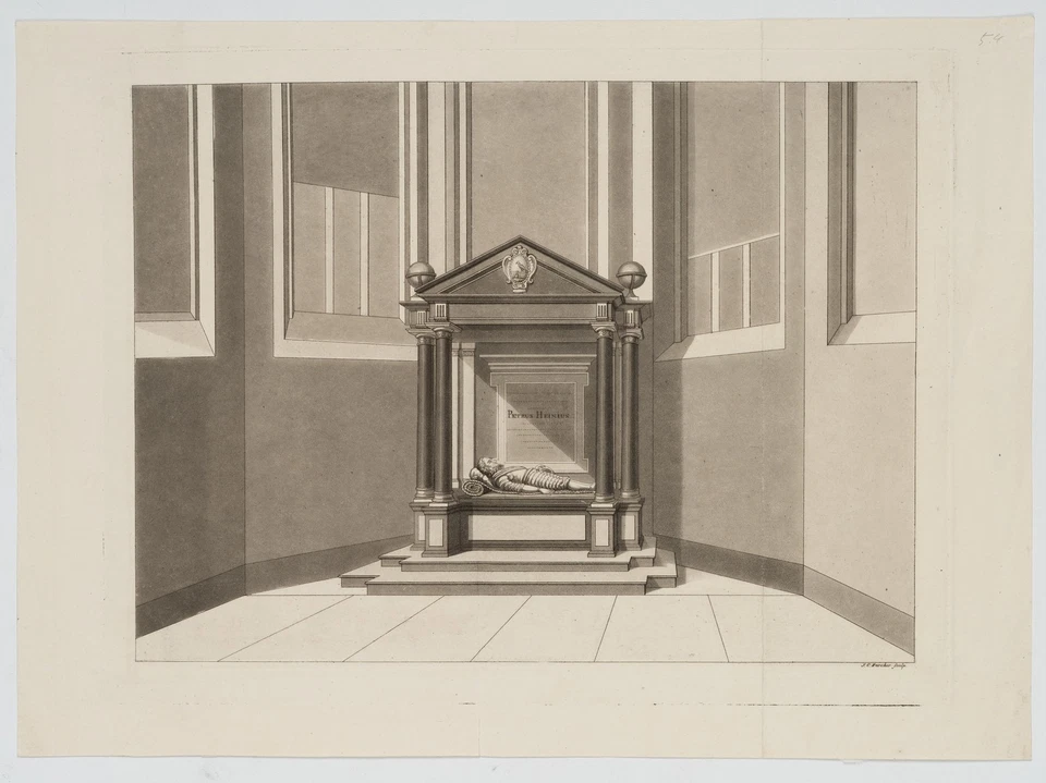 J. ZÜRCHER (1794-1882), Grabmal des Admirals Piet Hein, Aquatinta Biedermeier - Bild 2 von 4