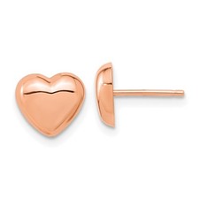 14k Rose Gold 8.6mm Polished Heart Stud Earrings L 7.85mm, W 8.6mm