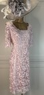 Jacques Vert UK 16 Pink Lace Overlay Short Sleeve Dress Mother Bride Wedding