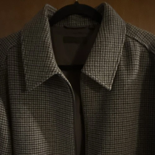 Uniqlo Men’s Houndstooth Tweed Wool Full Zip Lined Jacket Brown/Black XL - product listing photo