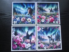 CLEAROUT SALE SET == 4 x ASSORTED LOT OF HORSES Hand Made Card  Toppers Set 10g