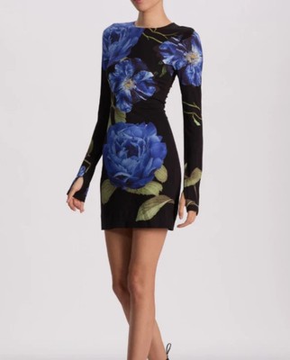 NWT MSPR $499 Alice + Olivia Delora Floral Print Long Sleeve Minidress Sz 6