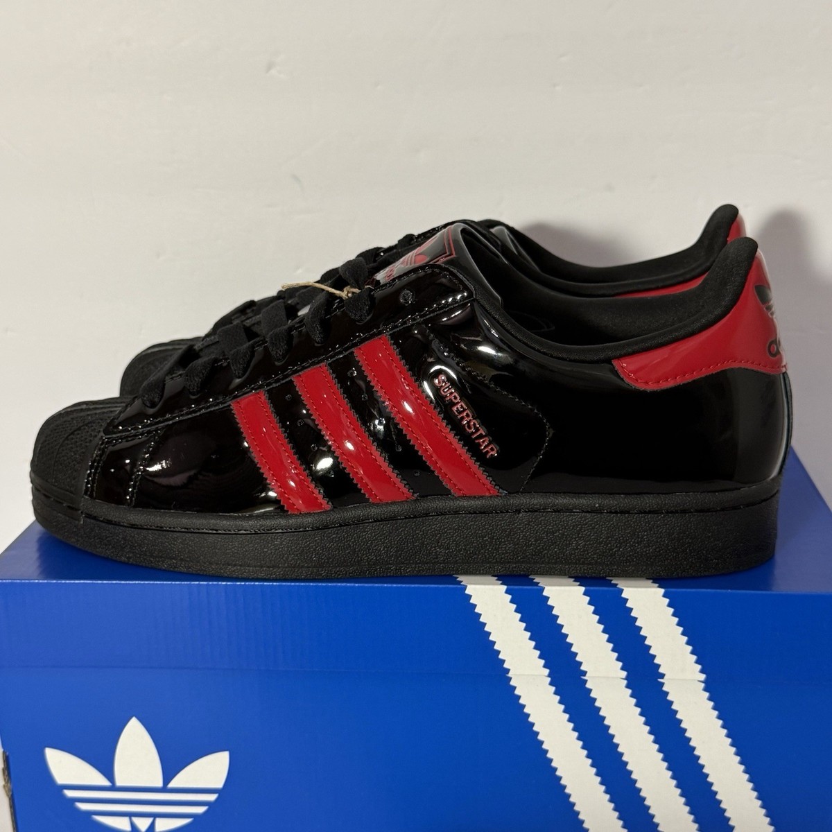 Adidas Superstar Black Red Patent Leather Shell Toe Men