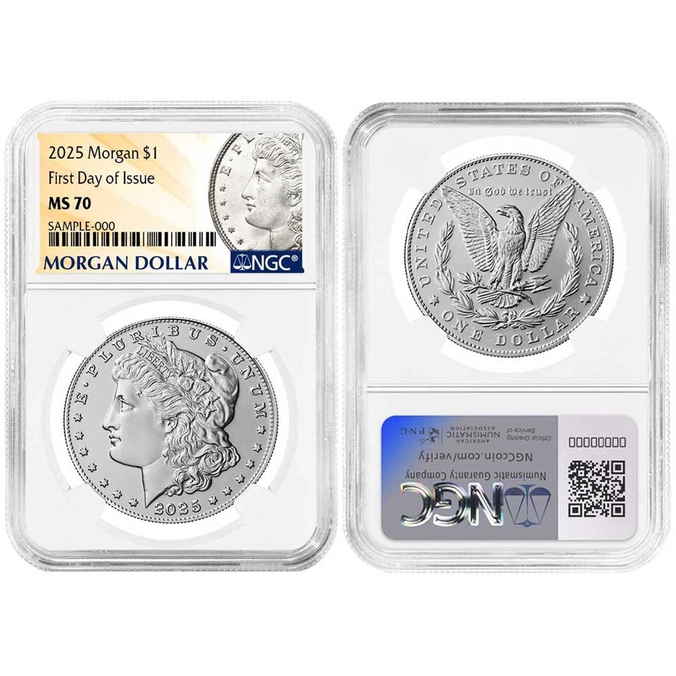 Juego de 2 dólares de plata Morgan and Peace 2025 $1 NGC MS70 FDI Morgan & Peace Foto 2 de 3