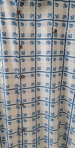 Tommy Bahama Mens XL Blue & White Squares 100% Silk Button Up Shirt Short Sleeve - Picture 2 of 5