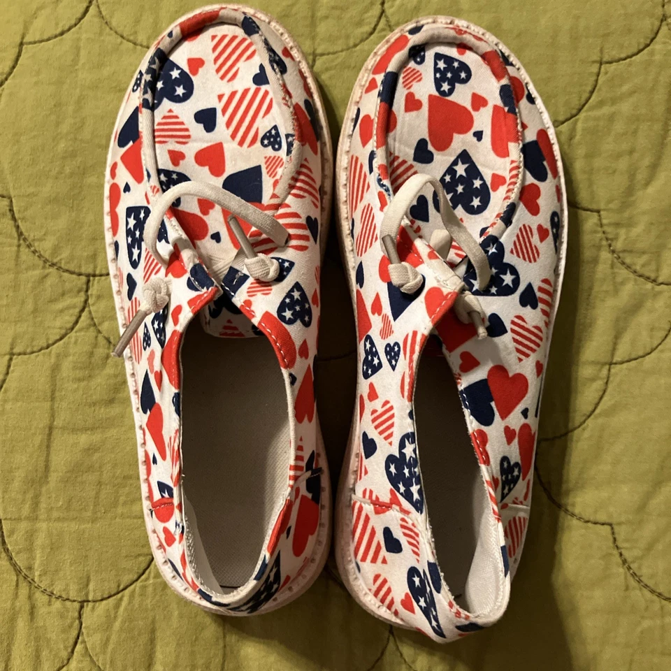 Zapatos de corazón ligeros transpirables rojos blancos azules talla 32 para niños Foto 4 de 4