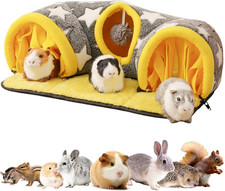 Guinea Pig Hideout Tunnel, Small Animal Hideaway Play Tube Toys Mat, Soft Sleepi