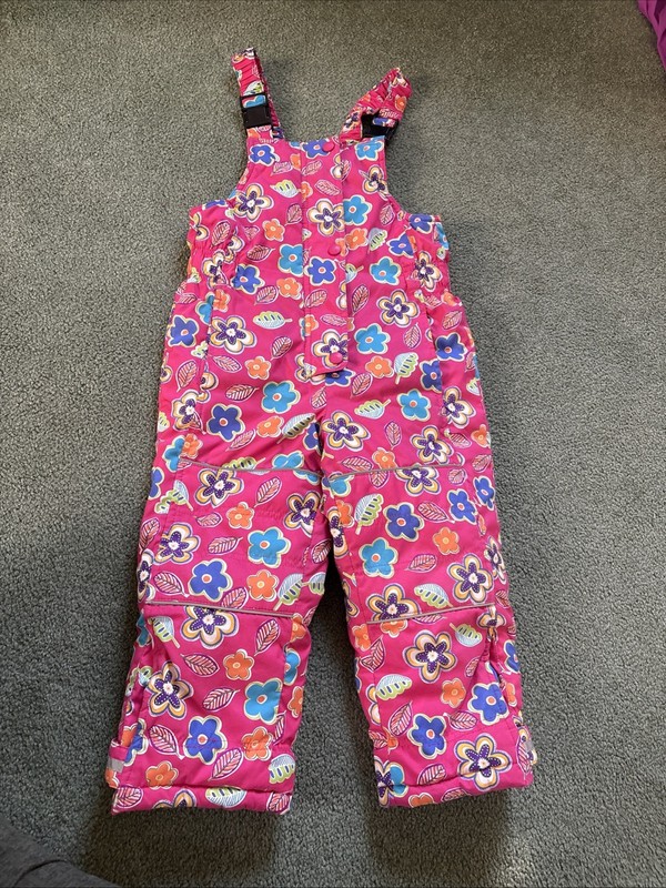 Hanna Andersson Girl Pink Floral snow bib Snow/Ski Overall Size 100 (4T)