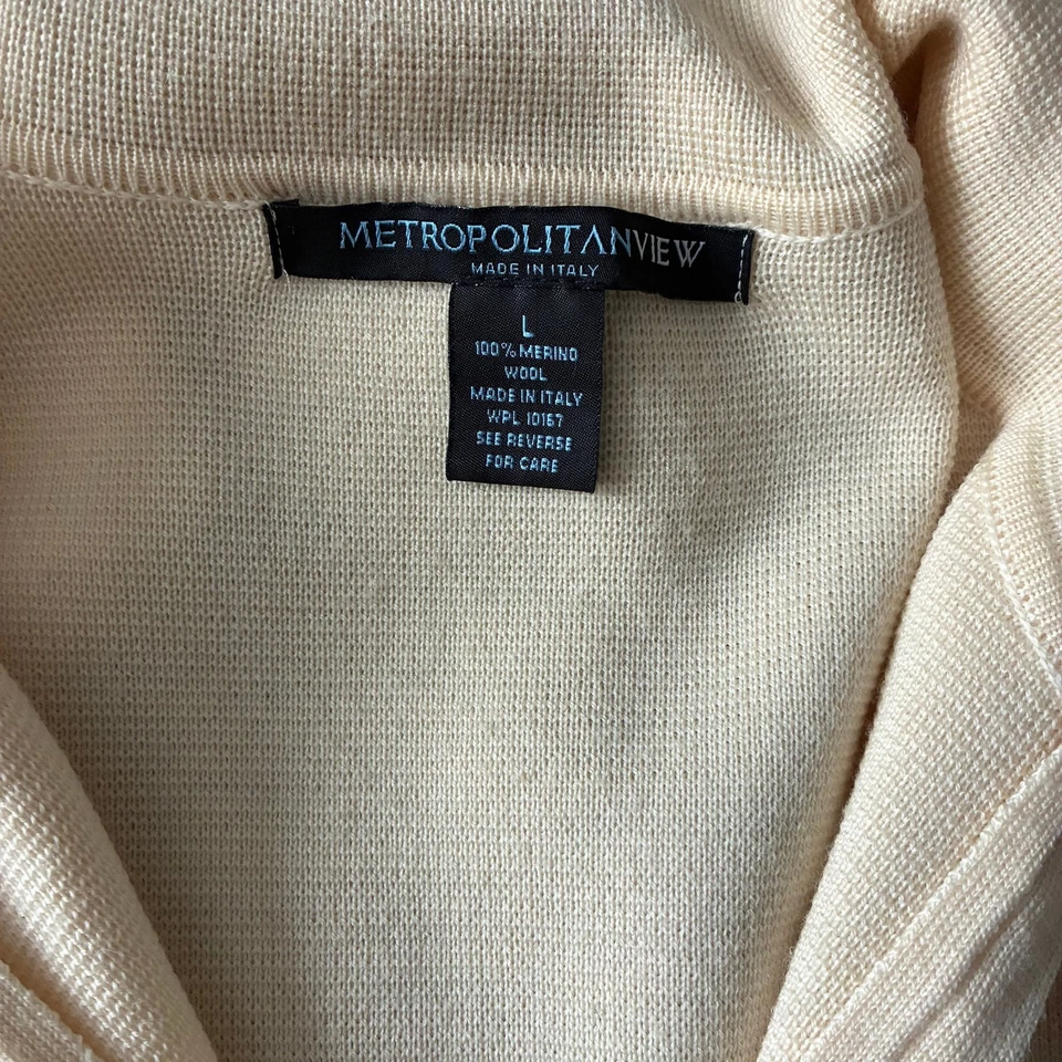 Metropolitan View Men's 100% Merino Wool Full-Zip Sweater Jacket - Made in Italy - Image 3 of 3