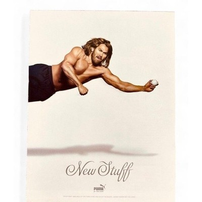 2005 Puma - Tricot Pant - Sexy Man Catching Baseball - Original Vtg PRINT AD
