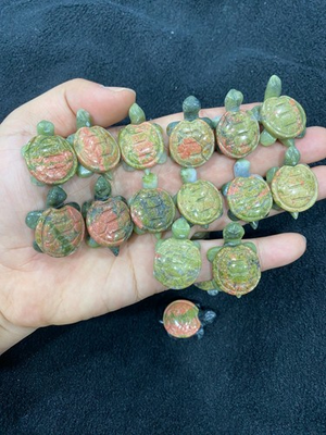 #ad 5pc Natural Unakite quartz crystal hand carved sea turtle reiki healing gift $15.99