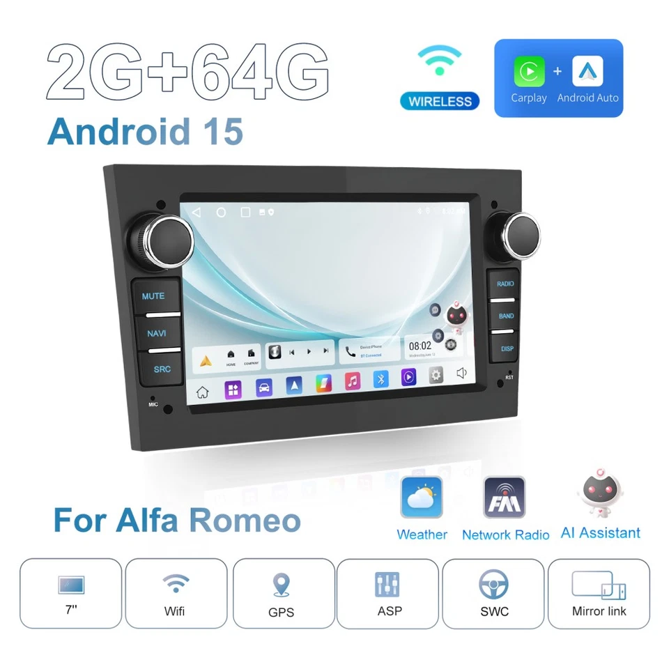 7" Android 15 Autoradio GPS Navi Carplay BT Für Opel Corsa C Combo Tigra Twintop - Bild 3 von 4