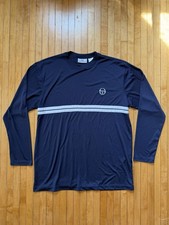 Vintage Sergio Tacchini Navy Long-Sleeve Athletic Performance Crew Shirt Sz. XL