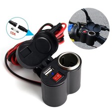 Presa Accendisigari + USB Moto 12V Impermeabile con LED e Interruttore Manubrio