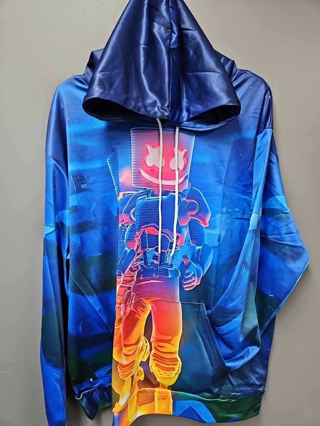 "Smile" Blue & Multicolor Graphic Video Game Hoodie