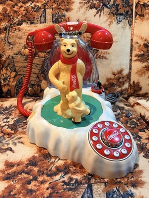 Vintage 2000 Coca Cola Animated Polar Bear Phone Coke Soda Telephone