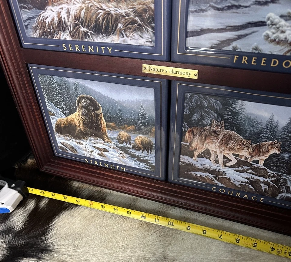 4 Framed Bradford Exchange Ceramic Plates Nature's Harmony By Rosemary Millette - Image 4 of 4