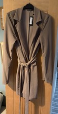 Boohoo Asymmetrical Beige Blazer Mini Dress Sz 14 RRP £65