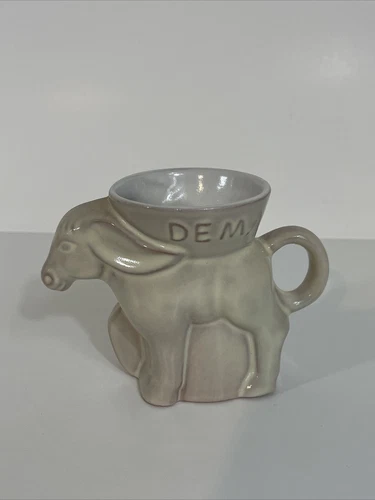 Vintage 1991 Frankoma DEM Political Democrat Donkey Coffee Cup Mug Planter 4”