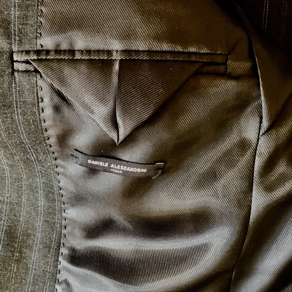 Blazer a Rayas Para Hombres Nuevo con Etiquetas Daniele Alessandrini Italia Carbón, 40R (50EU) Italia Foto 4 de 4