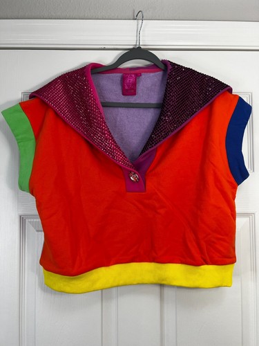 Queen of Sparkles Multi Colored Rhinestone Crop Top Size Small - Bild 1 von 3