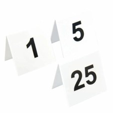White Plastic Table Numbers Tent Shaped for Restaurant Table 2" x 1.5" Sets 25