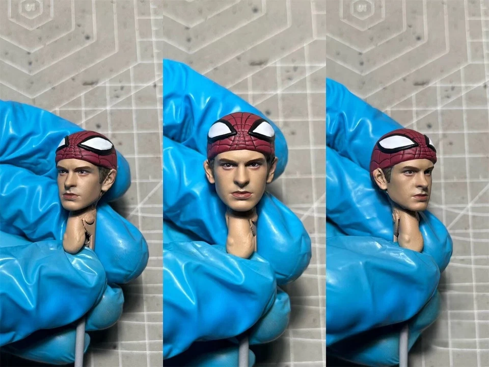 Máscara de Andrew Garfield pintada 1/12 cabeza de hombre araña tallada apta para figura de 6"" ML Foto 2 de 2