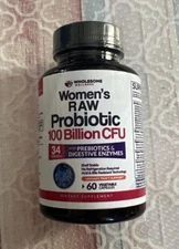 Wholesome Wellness Women's Raw Probiotic 100 Billion CFU 60 VegCaps Exp 05/26