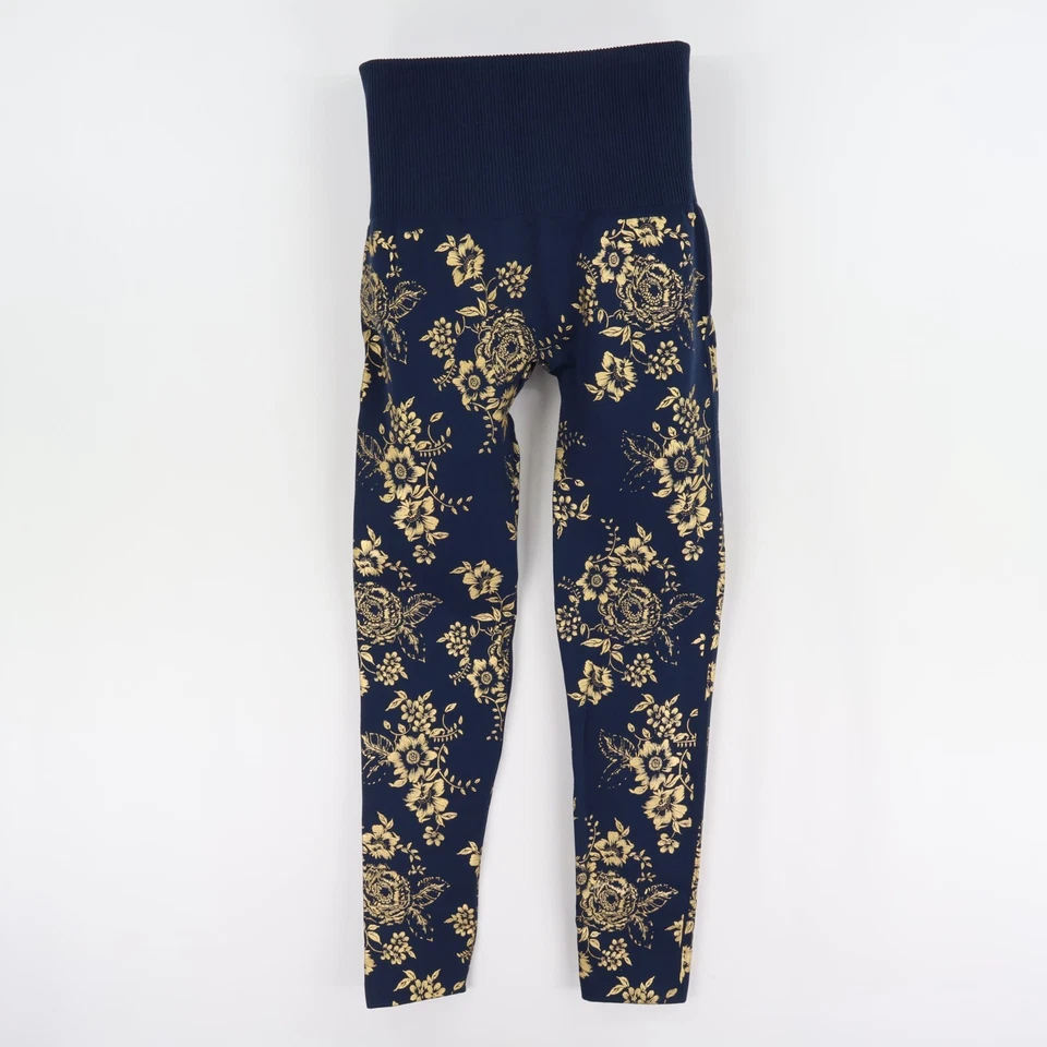 Леггинсы женские French Laundry размер 1X сине-золотистые компрессионные со средней посадкой мягкие - Изображение 2 из 4