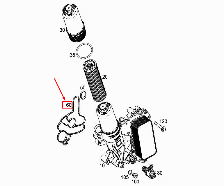 MERCEDES-BENZ CLS C257 Motorölfilter-Formdichtung A2561840080