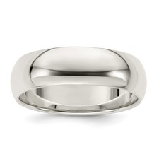 Sterling Silver 7mm Half-Round Band Ring