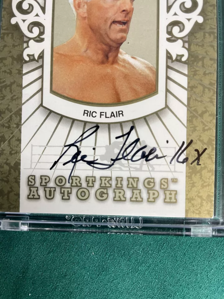 RIC FLAIR AUTOGRAFIADO HOJA DE ORO SPORTKINGS AUTÓGRAFO A-RFL1 NWA WWE AWA WCW Foto 2 de 4