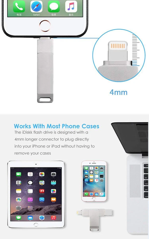 1TB 256GB USB 3.0 OTG Flash Drive Memory Stick Pen Rotate Disk For iPhone PC - Image 2 of 4