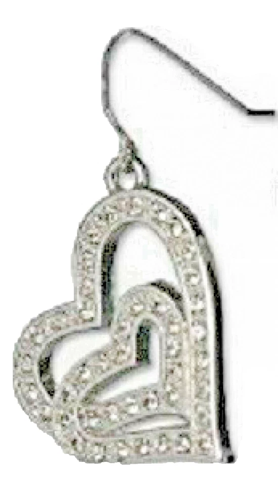 Ivana Trump Cz Cuore Orecchino Pendente 925 Argento Sterling Cristallo Logo Box - Immagine 2 di 4