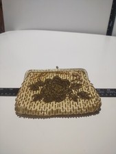 vintage gold beaded clutch evening bag