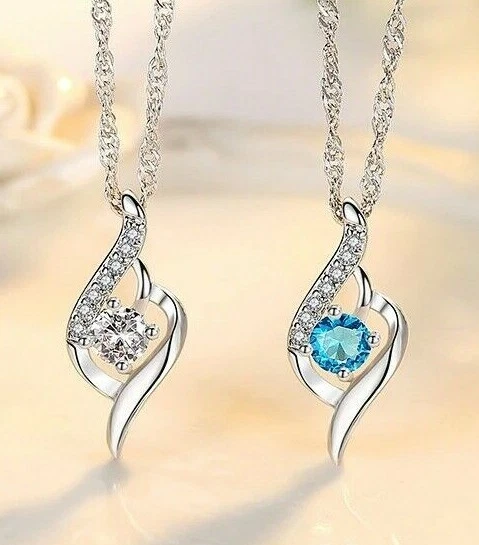 Damen Halskette Zirkon Anhänger Frauen Schmuck Kette 925 Silber verstellbar - Bild 2 von 4