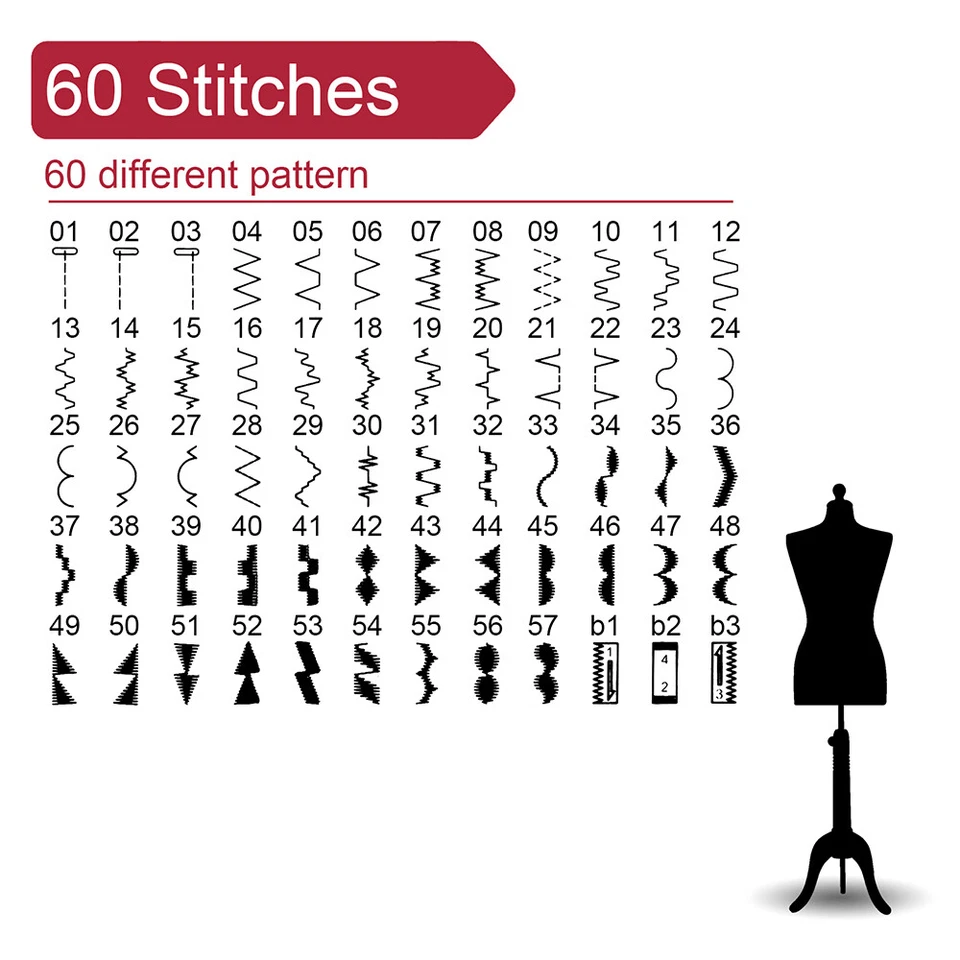 Uten Electric Sewing Machine 60 Stitches Embroidery Quilting w/ Speed Control - Image 4 of 4