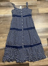 MSRP $79 Fever Womens Gauze Tiered Maxi Dress Blue Size Large