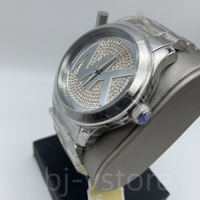 Michael Kors MK5544 Runway Silver Crystal Pave MK Logo 