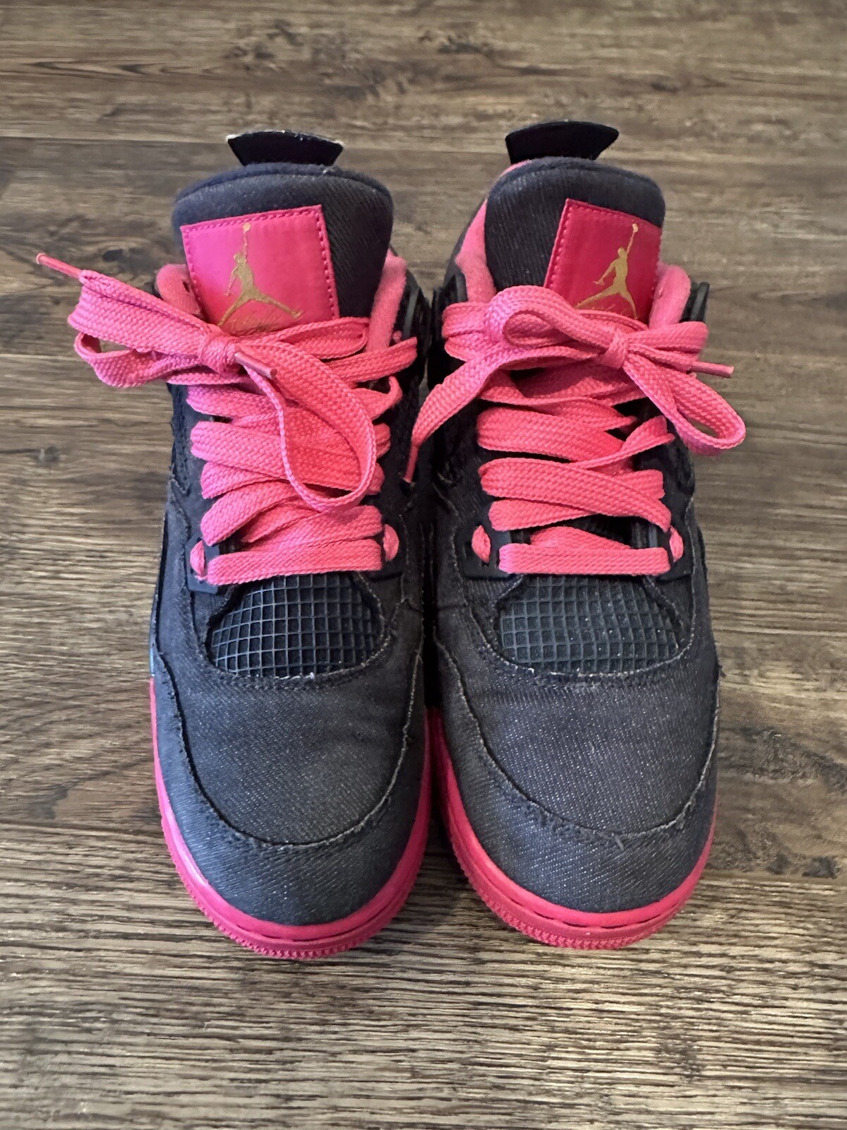 Nike Air Jordan 4 Retro GG 487724-408 Denim Obsidian Pink Youth Sz