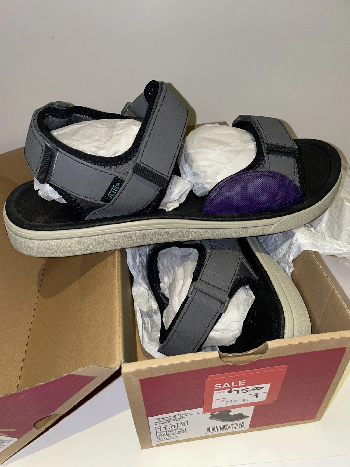 Sandali VANS Ultrarange Tri lo uomo taglia 11 grigio viola clima caldo nuovi