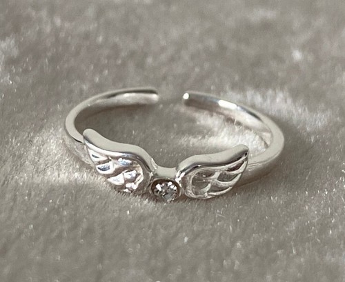 Women's Cubic Zirconia Fancy Angel Wing Toe Ring 14k White Gold Plated Silver - 第 1/4 張圖片