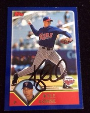 KYLE LOHSE 2003 TOPPS Autographed Signed AUTO Baseball Card 206 TWINS