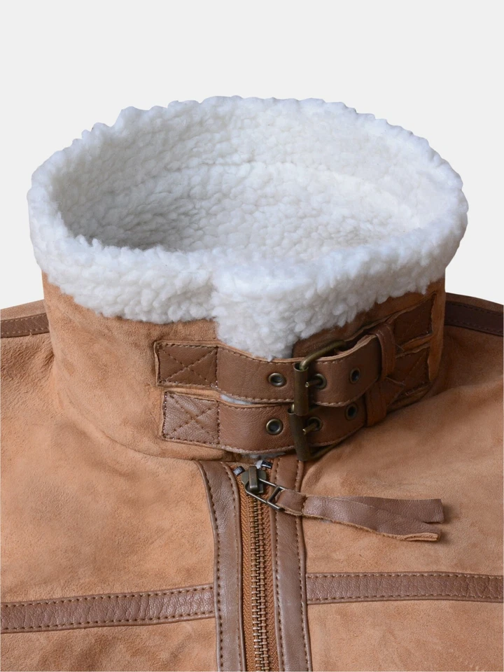 Damen Fell Lederjacke Fliegerjacke Komplett gefüttert Echtleder Ziegenleder Fell - Bild 4 von 4