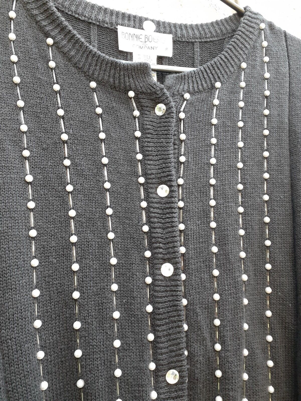 Vtg Bonnie Boerer Sweater Pearl Beaded Embellishe… - image 8