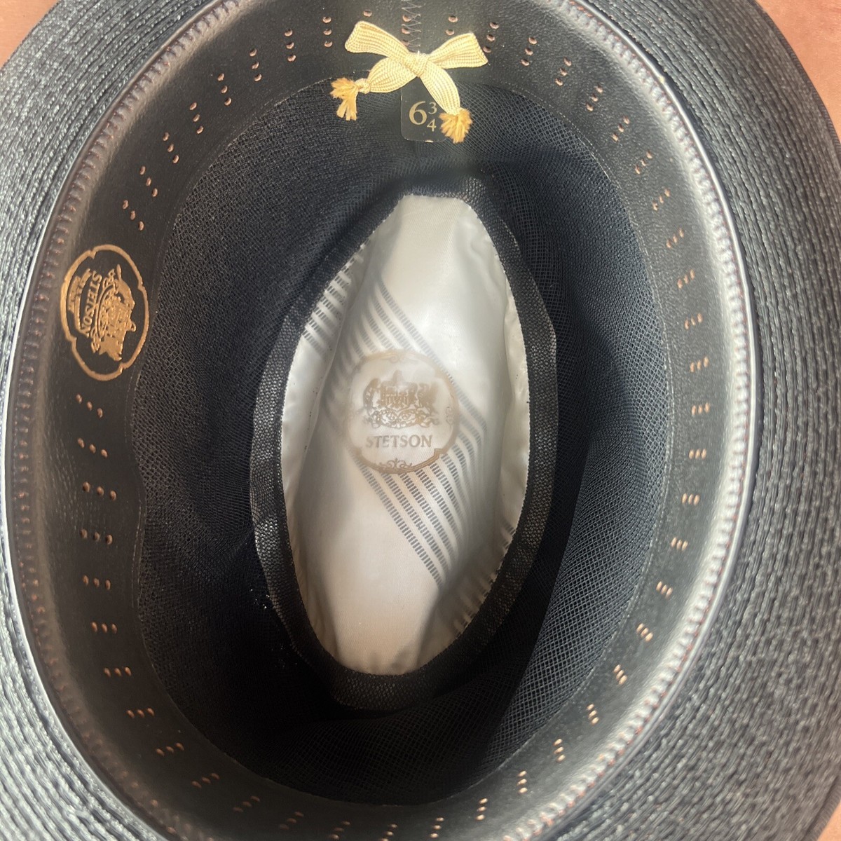 Vintage 50's 60's Stetson Panama Straw Fedora Hat Mens 6 3/4 Black