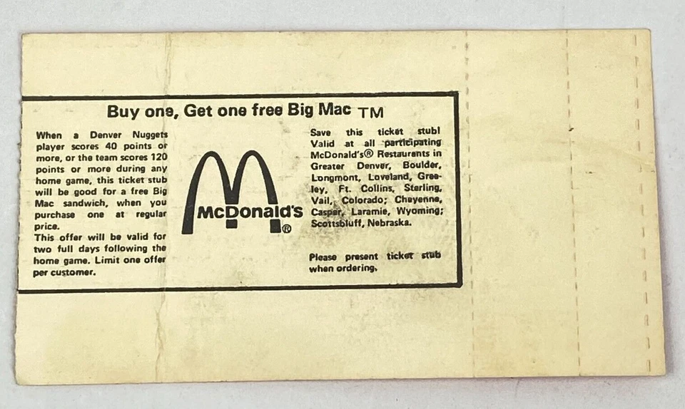 1978 Nuggets NBA Playoff Ticket Stub Game 5 vs Seattle SuperSonics Thompson 35 - Image 4 of 4