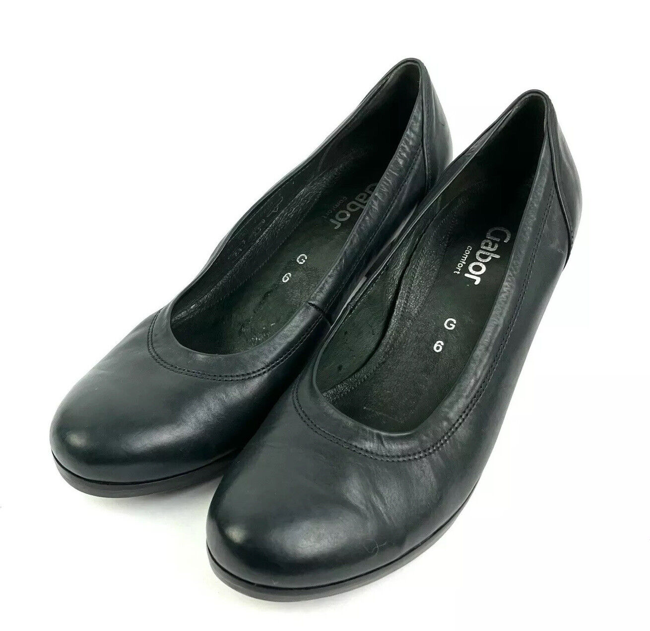 Isoleren academisch Ringlet Gabor Heels 8 Black Leather Slip On Shoe Pumps Womens Comfort | eBay